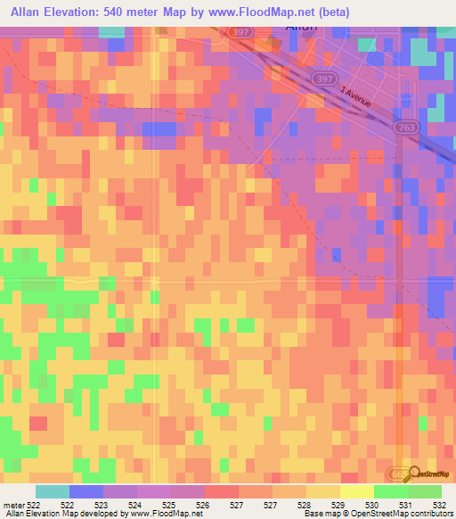 Allan,Canada Elevation Map