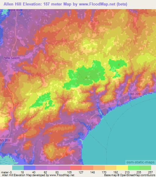 Allen Hill,Canada Elevation Map