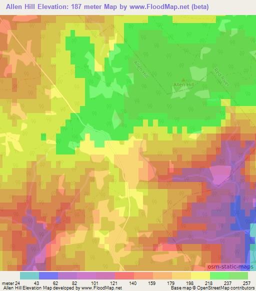 Allen Hill,Canada Elevation Map
