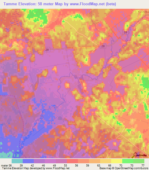 Tamme,Estonia Elevation Map