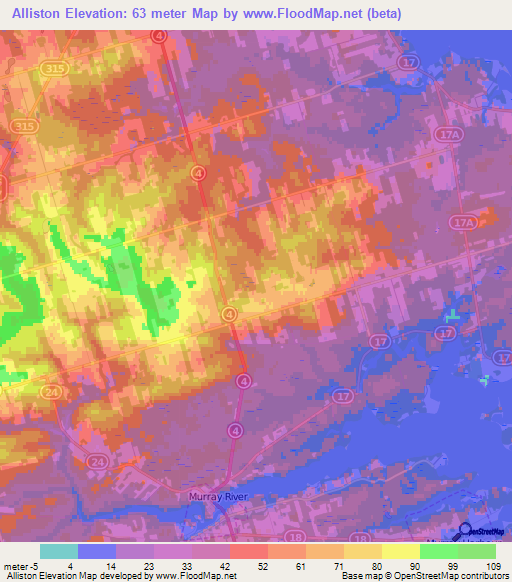Alliston,Canada Elevation Map