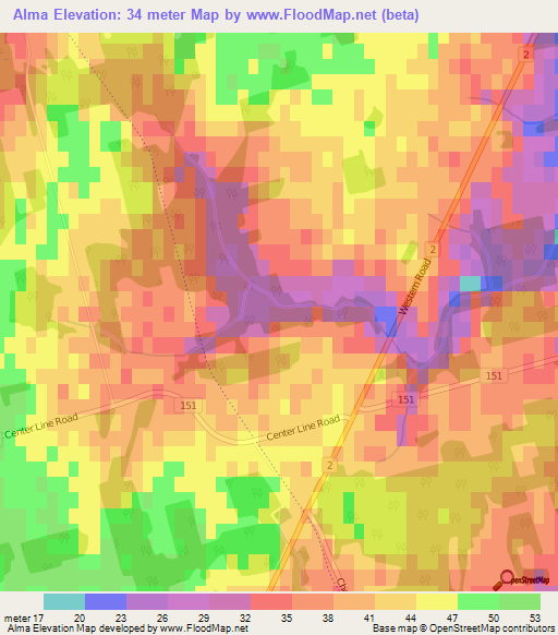 Alma,Canada Elevation Map