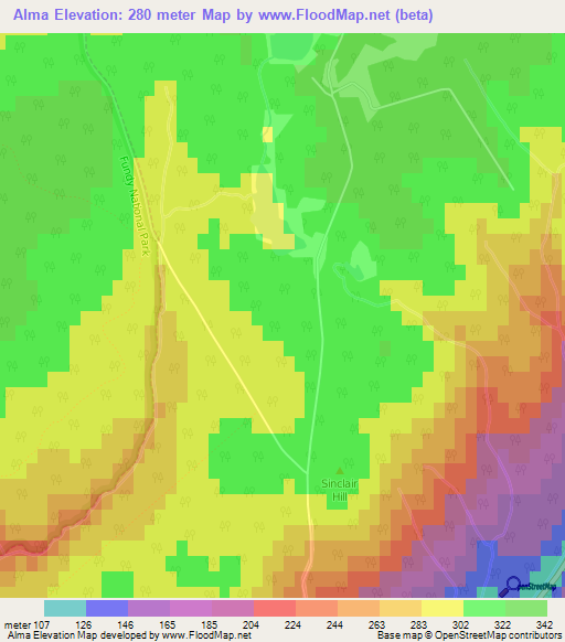 Alma,Canada Elevation Map