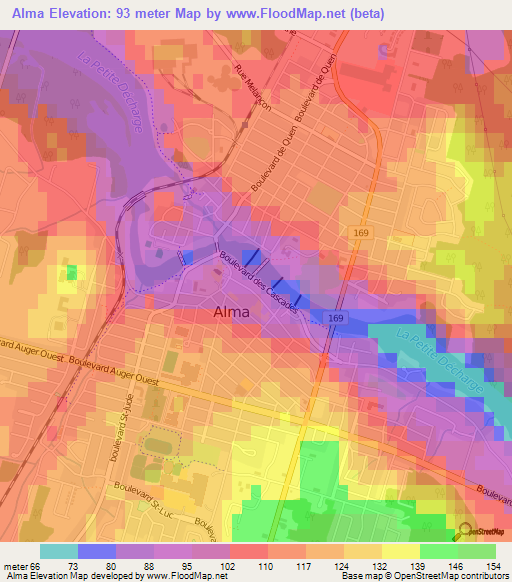 Alma,Canada Elevation Map