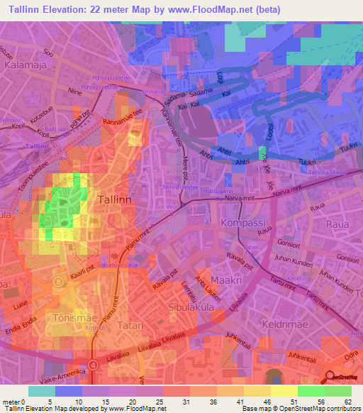 Tallinn,Estonia Elevation Map