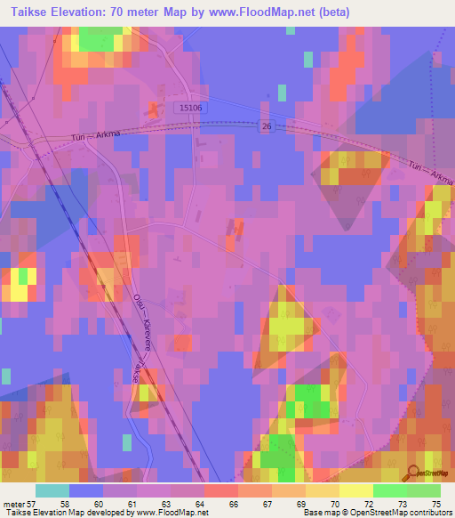 Taikse,Estonia Elevation Map