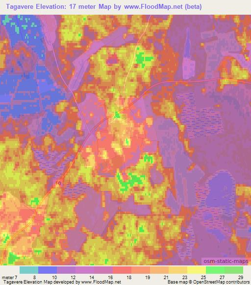 Tagavere,Estonia Elevation Map