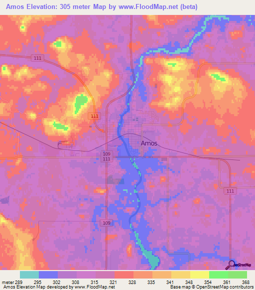 Amos,Canada Elevation Map