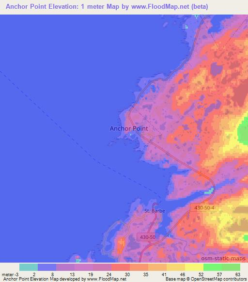 Anchor Point,Canada Elevation Map