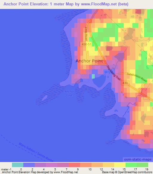 Anchor Point,Canada Elevation Map