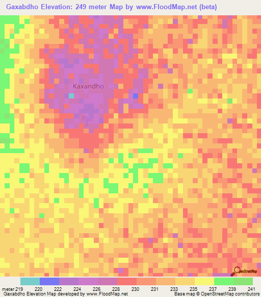 Gaxabdho,Somalia Elevation Map