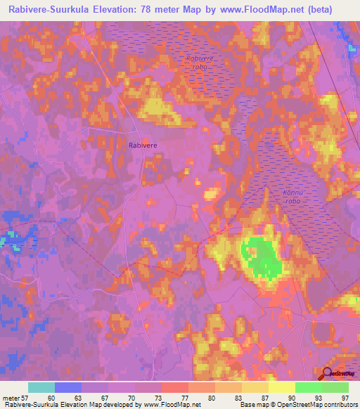 Rabivere-Suurkula,Estonia Elevation Map