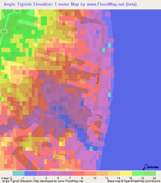Anglo Tignish,Canada Elevation Map