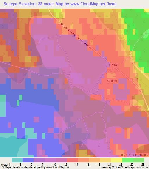 Sutlepa,Estonia Elevation Map