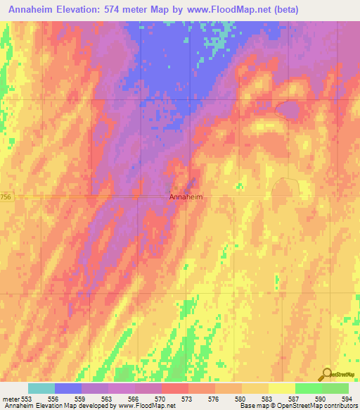 Annaheim,Canada Elevation Map