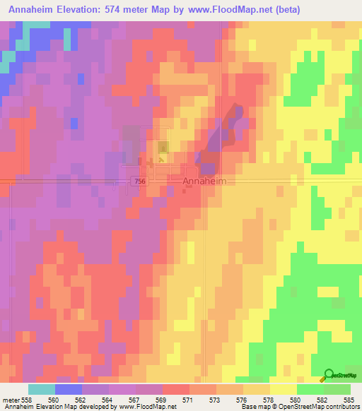 Annaheim,Canada Elevation Map