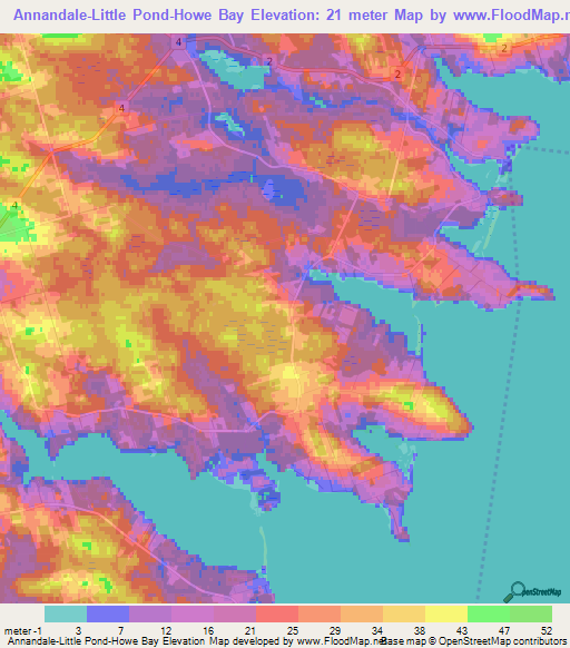 Annandale-Little Pond-Howe Bay,Canada Elevation Map