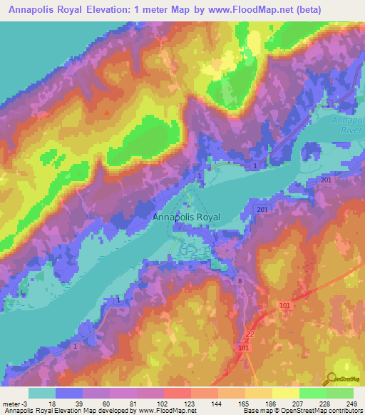 Annapolis Royal,Canada Elevation Map