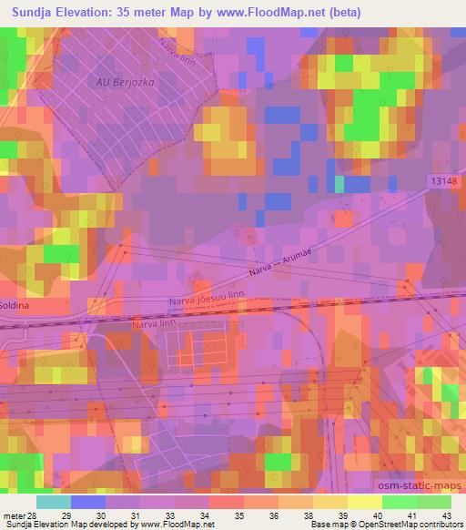 Sundja,Estonia Elevation Map