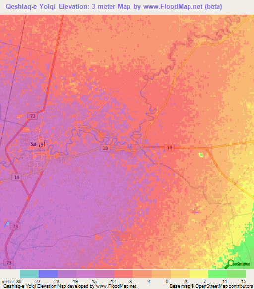 Qeshlaq-e Yolqi,Iran Elevation Map