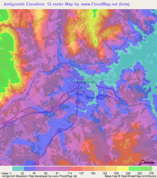 Antigonish,Canada Elevation Map
