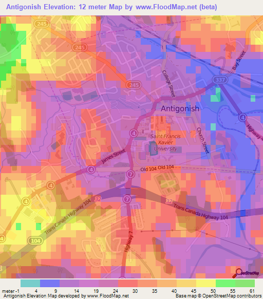 Antigonish,Canada Elevation Map
