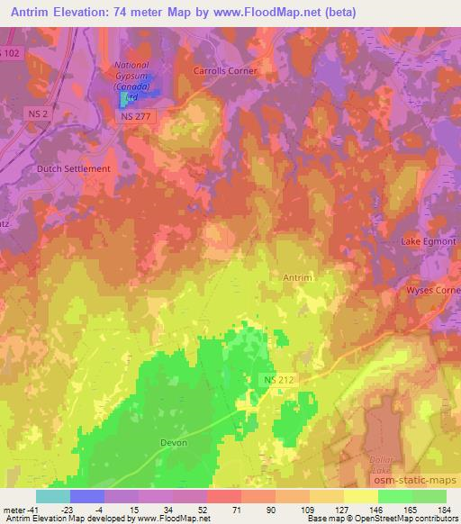 Antrim,Canada Elevation Map