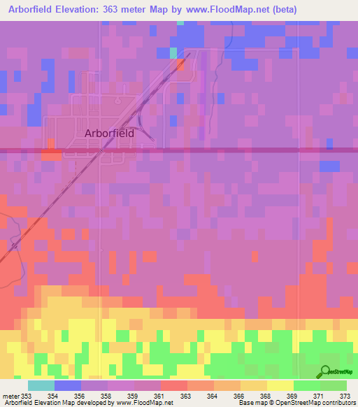 Arborfield,Canada Elevation Map