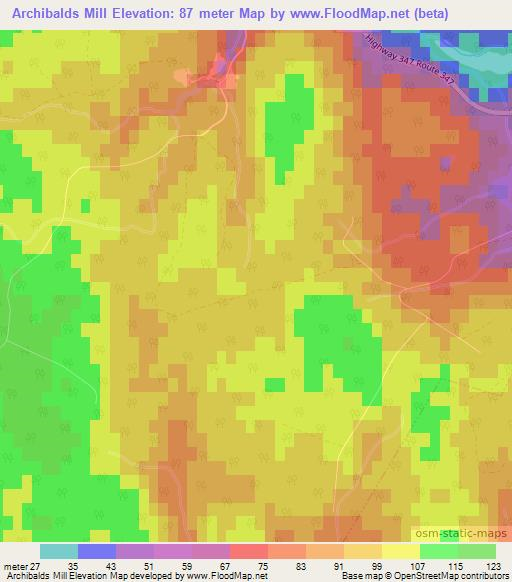 Archibalds Mill,Canada Elevation Map