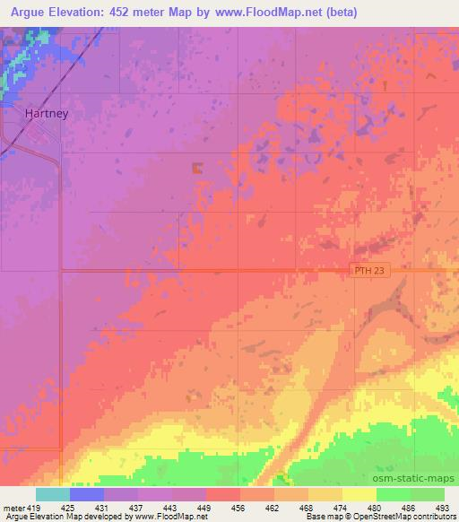 Argue,Canada Elevation Map