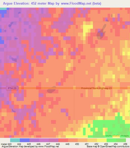 Argue,Canada Elevation Map