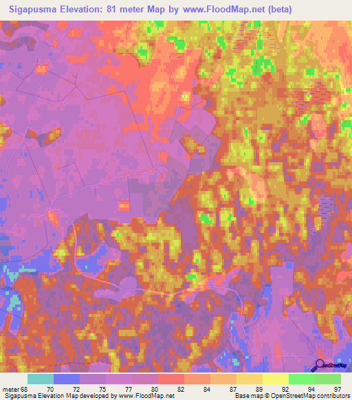 Sigapusma,Estonia Elevation Map