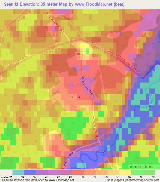 Sesniki,Estonia Elevation Map