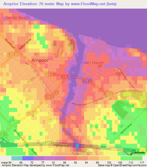 Arnprior,Canada Elevation Map