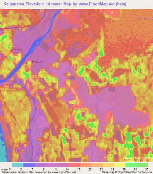 Seljametsa,Estonia Elevation Map