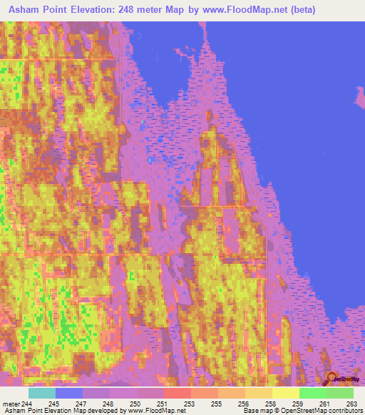 Asham Point,Canada Elevation Map