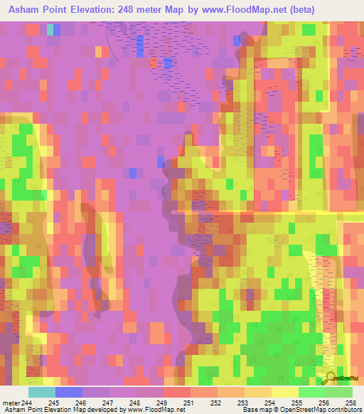 Asham Point,Canada Elevation Map