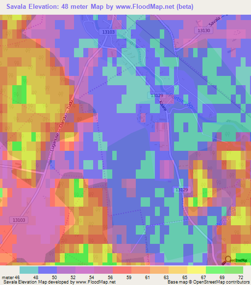 Savala,Estonia Elevation Map