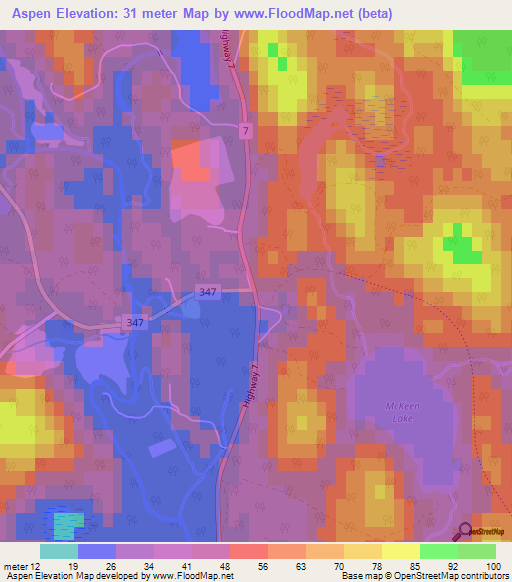 Aspen,Canada Elevation Map
