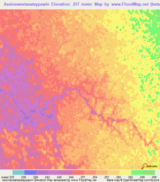 Assineweetasataypawin,Canada Elevation Map