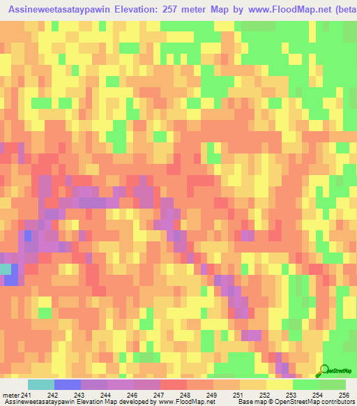 Assineweetasataypawin,Canada Elevation Map