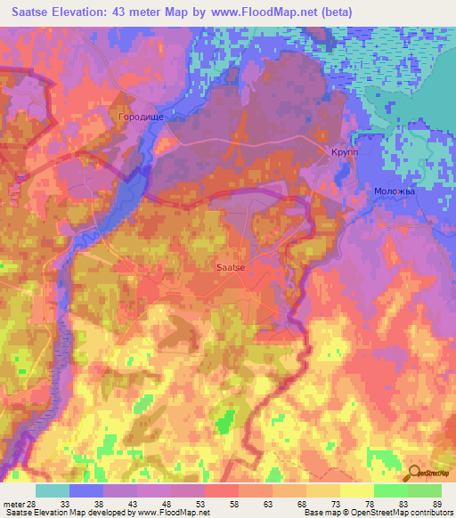 Saatse,Estonia Elevation Map