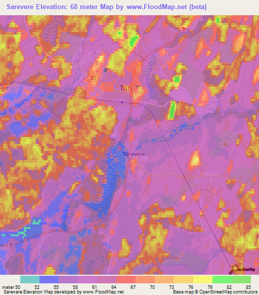 Sarevere,Estonia Elevation Map