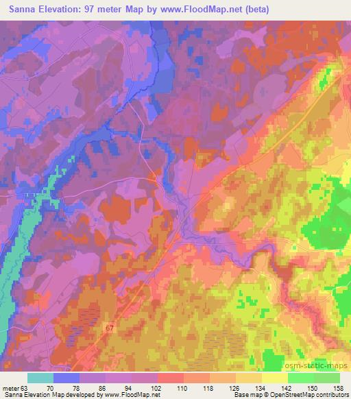 Sanna,Estonia Elevation Map