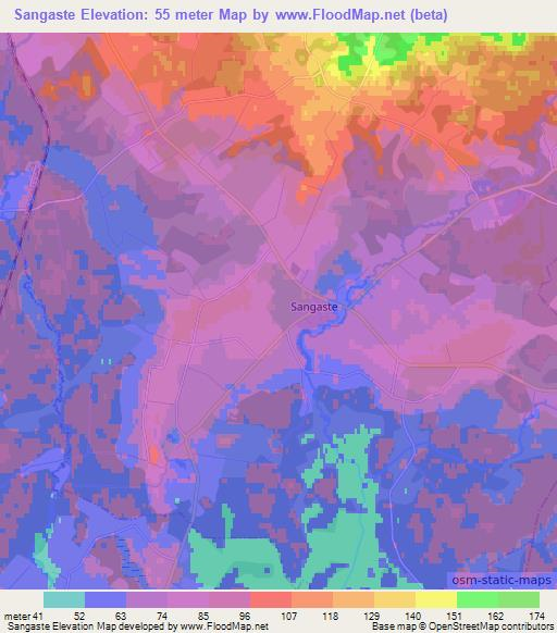 Sangaste,Estonia Elevation Map