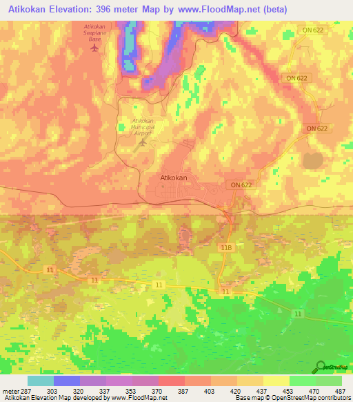 Atikokan,Canada Elevation Map