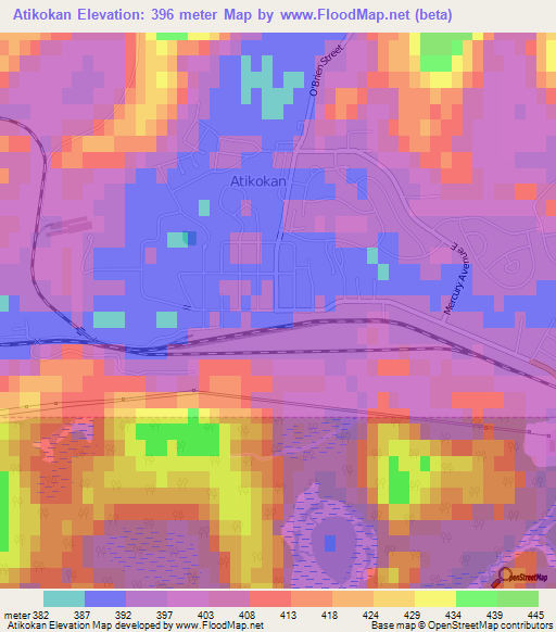 Atikokan,Canada Elevation Map