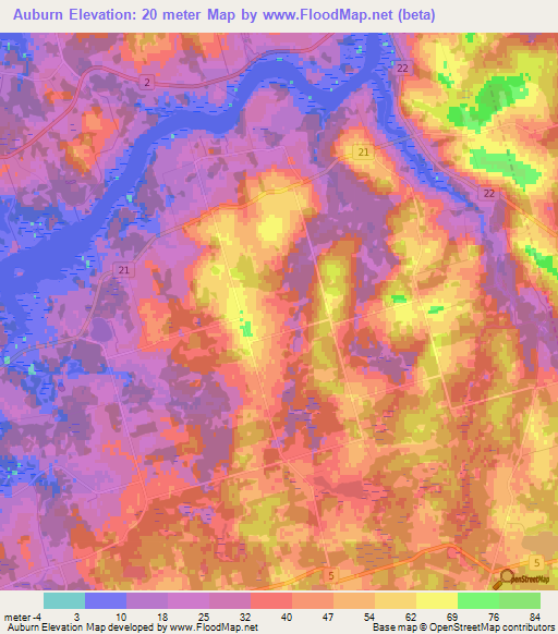 Auburn,Canada Elevation Map