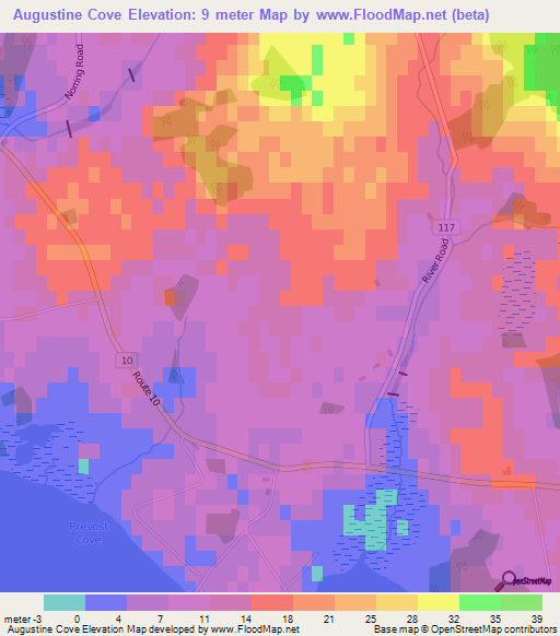 Augustine Cove,Canada Elevation Map