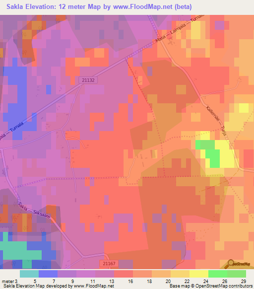 Sakla,Estonia Elevation Map